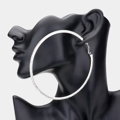 Fashnzfab Rhinestone Hoop Earrings - Ab, Silver In Black