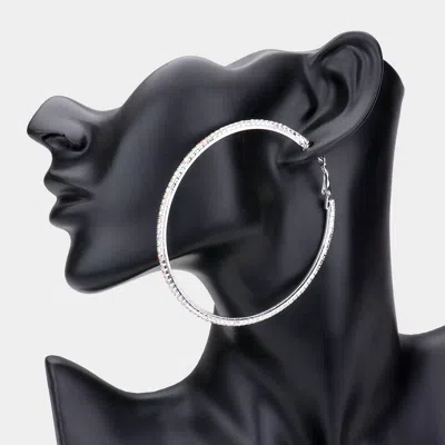 Fashnzfab Rhinestone Hoop Earrings - Ab, Silver In Black