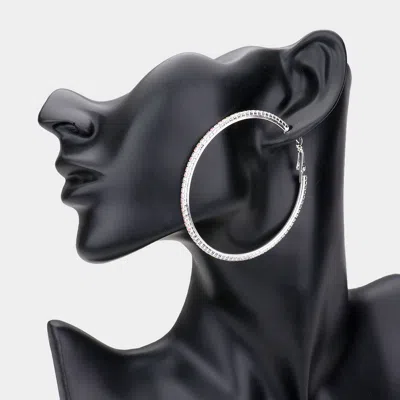 Fashnzfab Rhinestone Hoop Earrings - Ab, Silver In Black