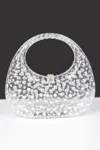 Fashnzfab Rhinestone Hot Fix Clear Acrylic Clutch In Multi