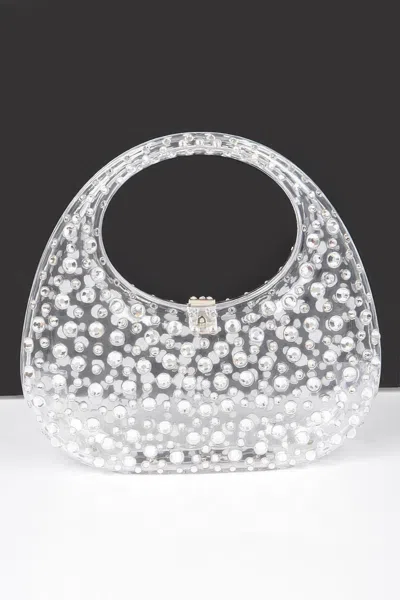 Fashnzfab Rhinestone Hot Fix Clear Acrylic Clutch In Multi