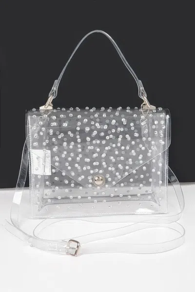 Fashnzfab Rhinestone Hot Fix Clear Crossbody Bag In Multi