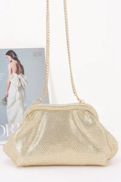 Fashnzfab Rhinestone Hot Fix Party Clutch In Gold