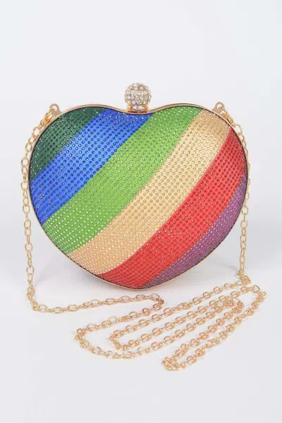 Fashnzfab Rhinestone Hotfix Multi Color Clutch