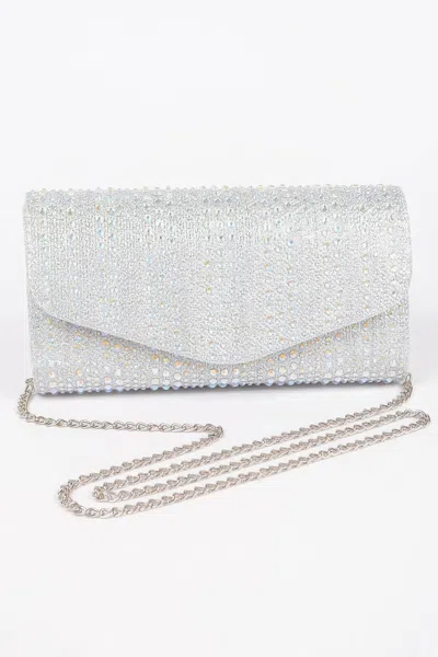Fashnzfab Rhinestone Hotfix Party Clutch In Silver