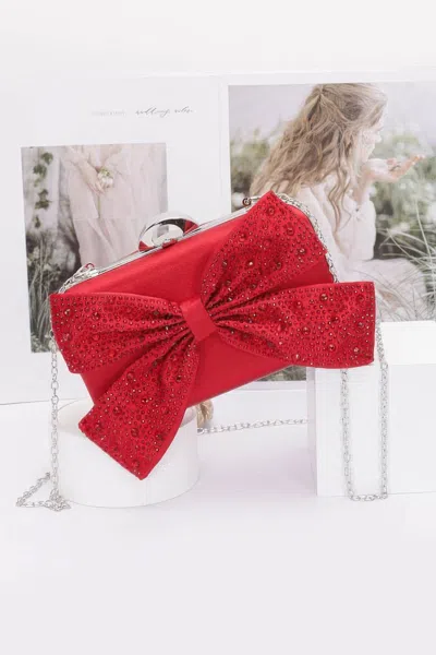 Fashnzfab Rhinestone Hotfix Ribbon Nylon Hard Case Clutch