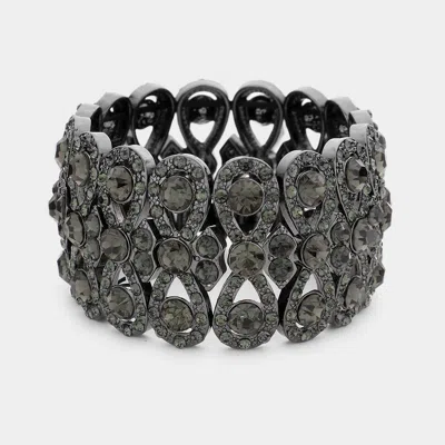 Fashnzfab Rhinestone Infinity Stretch Evening Bracelet Black Diamond