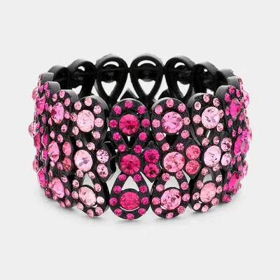 Fashnzfab Rhinestone Infinity Stretch Evening Bracelet Black, Fuchsia, Lt Rose In Multi