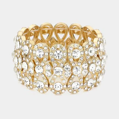 Fashnzfab Rhinestone Infinity Stretch Evening Bracelet Gold