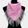 Fashnzfab Rhinestone Like Fringe Cowgirl Bandana Scarf In Pink