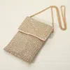 Fashnzfab Rhinestone Mesh Crossbody Mini Pouch Crossbody Bag In Gold