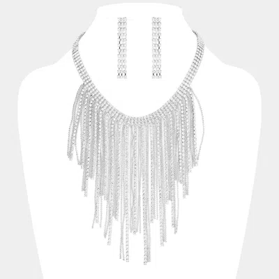 Fashnzfab Rhinestone Metal Ball Chain Fringe Choker Necklace In Multi