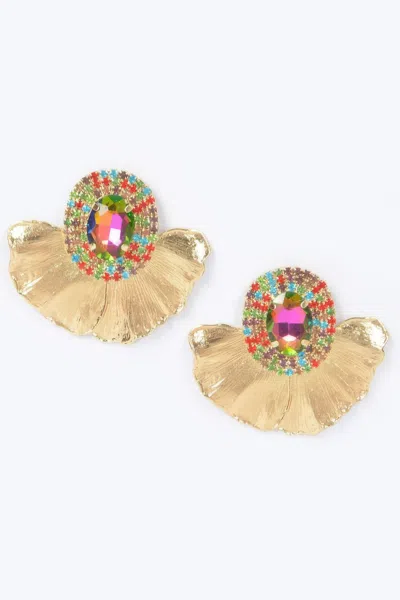 Fashnzfab Rhinestone Metal Earrings In Multi