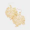 Fashnzfab Rhinestone Metal Leaf Earrings In Gold