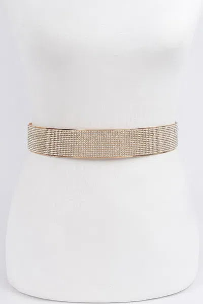 Fashnzfab Rhinestone Metal Waist Belt In Gold