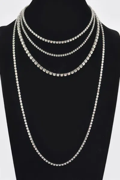 Fashnzfab Rhinestone Multi-layer Necklace In Black