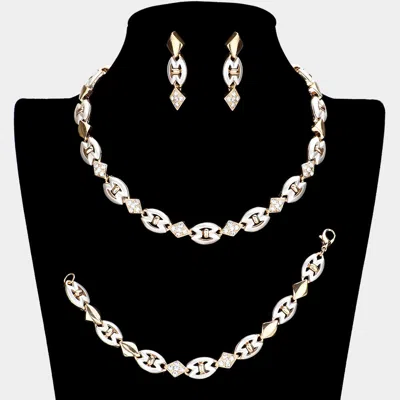 Fashnzfab Rhinestone Necklace Jewelry Set In Multi
