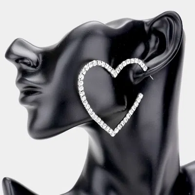 Fashnzfab Rhinestone Open Heart Earrings In Multi