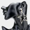 Fashnzfab Rhinestone Open Starfish Evening Earrings In Gold