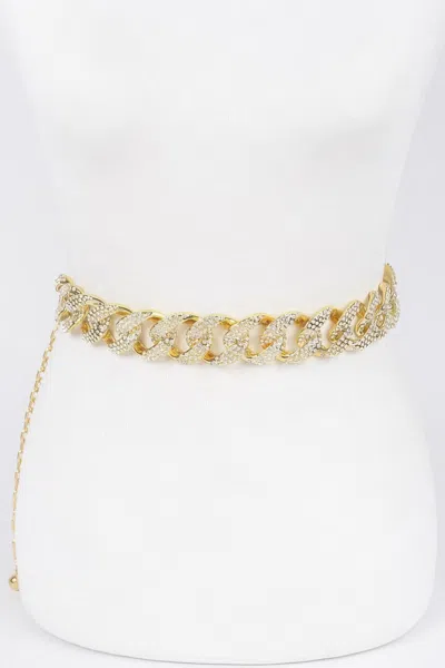 Fashnzfab Rhinestone Oversized Chain Belt In Gold