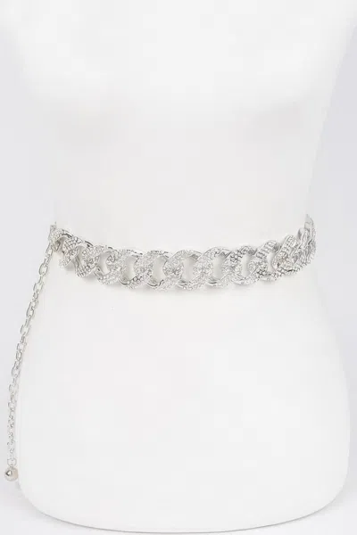 Fashnzfab Rhinestone Oversized Chain Belt In Green