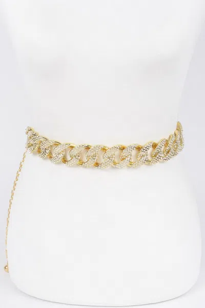 Fashnzfab Rhinestone Oversized Plus Size Chain Belt In Metallic