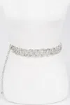 Fashnzfab Rhinestone Oversized Plus Size Chain Belt In Silver