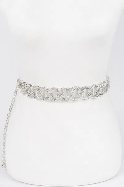Fashnzfab Rhinestone Oversized Plus Size Chain Belt In Silver