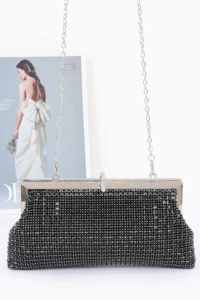 Fashnzfab Rhinestone Party Clutch In Black
