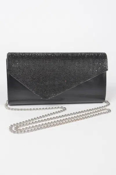 Fashnzfab Rhinestone Party Clutch In Black