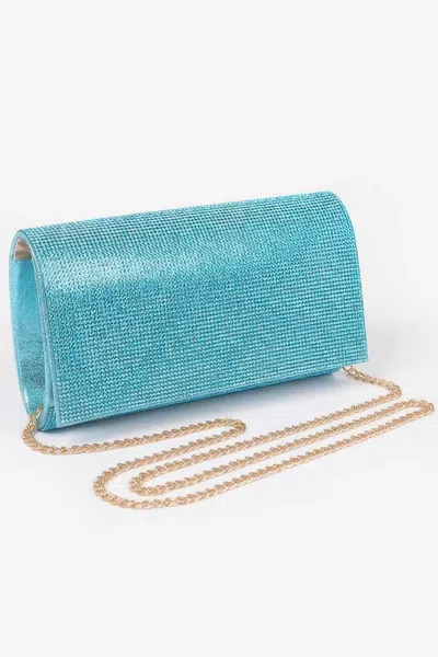 Fashnzfab Rhinestone Party Clutch In Blue