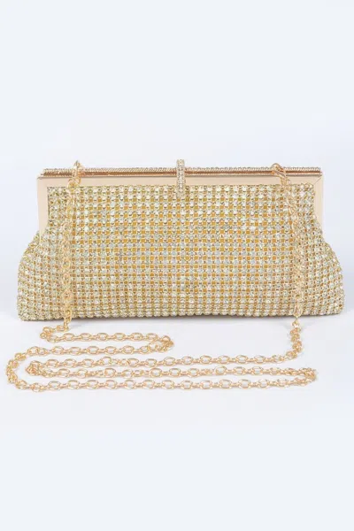 Fashnzfab Rhinestone Party Clutch In Gold