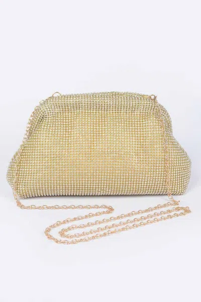 Fashnzfab Rhinestone Party Clutch In Gold