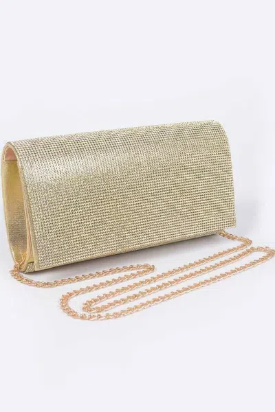 Fashnzfab Rhinestone Party Clutch In Gold