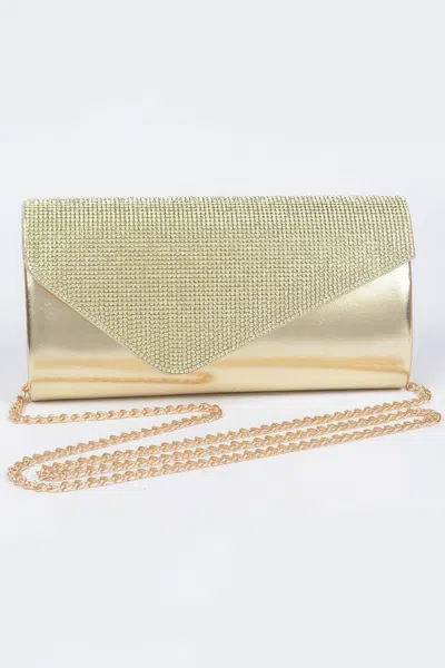 Fashnzfab Rhinestone Party Clutch In Gold