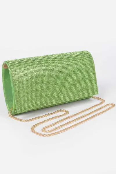 Fashnzfab Rhinestone Party Clutch In Green