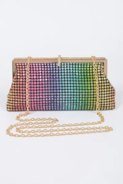 Fashnzfab Rhinestone Party Clutch In Multi