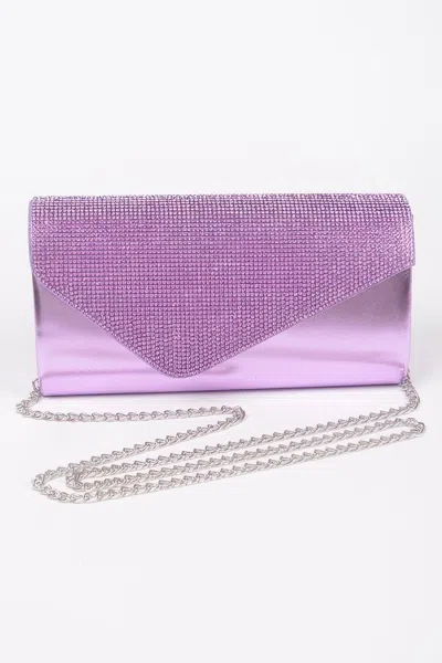 Fashnzfab Rhinestone Party Clutch In Purple