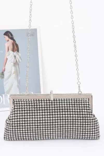 Fashnzfab Rhinestone Party Clutch In Silver
