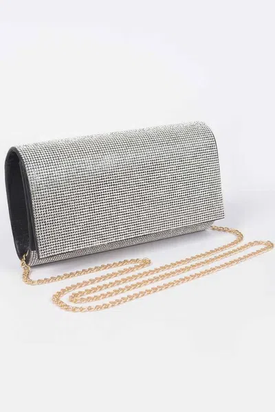 Fashnzfab Rhinestone Party Clutch In White
