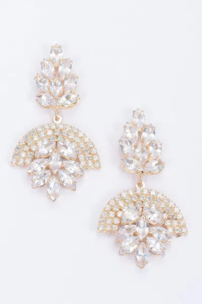 Fashnzfab Rhinestone Party Earring In Gold