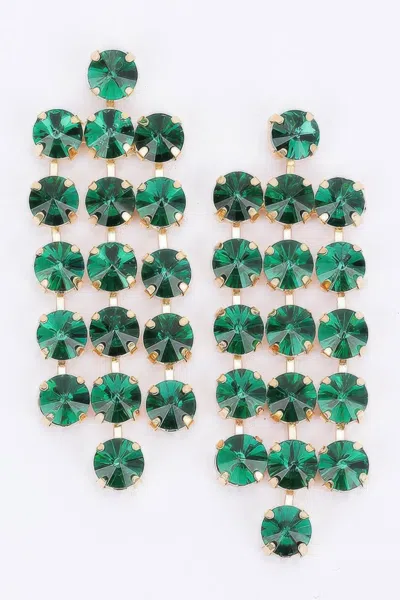 Fashnzfab Rhinestone Party Earring In Green