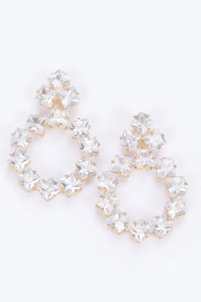 Fashnzfab Rhinestone Party Earring In Silver