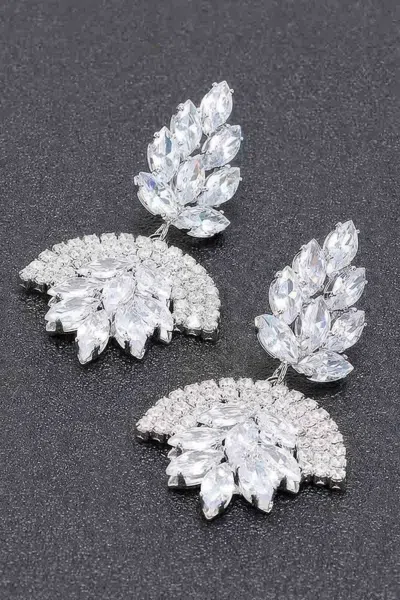 Fashnzfab Rhinestone Party Earring In Silver