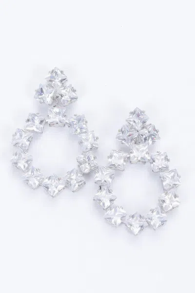 Fashnzfab Rhinestone Party Earring In White