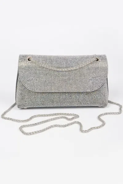 Fashnzfab Rhinestone Party Shoulder Bag In Silver