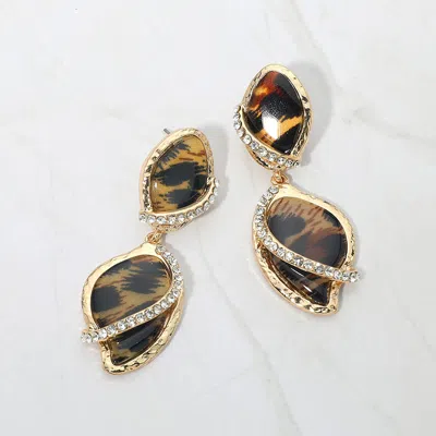 Fashnzfab Rhinestone Pave Accent Abstract Drop Earrings In Multi