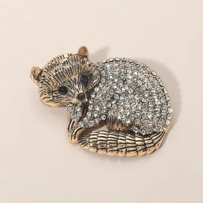 Fashnzfab Rhinestone Pave Animal Pin Brooch In Gold