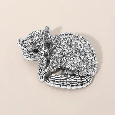 Fashnzfab Rhinestone Pave Animal Pin Brooch In Gray
