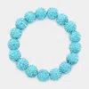 Fashnzfab Rhinestone Pave Ball Stretch Bracelet Aqua In Blue